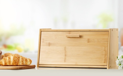 Bamboo wooden bread bin food - bin,