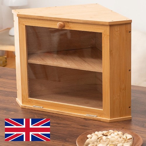 Corner bamboo bread bin double - bamboo,