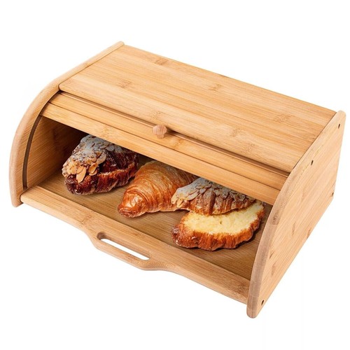 Large bamboo bread bin wooden - bamboo,