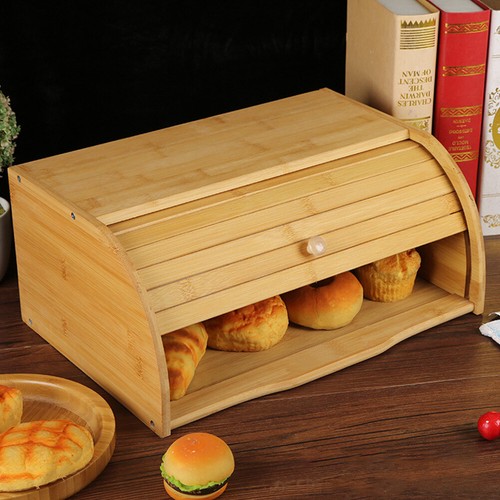 Bamboo bread box natural - bread, roll